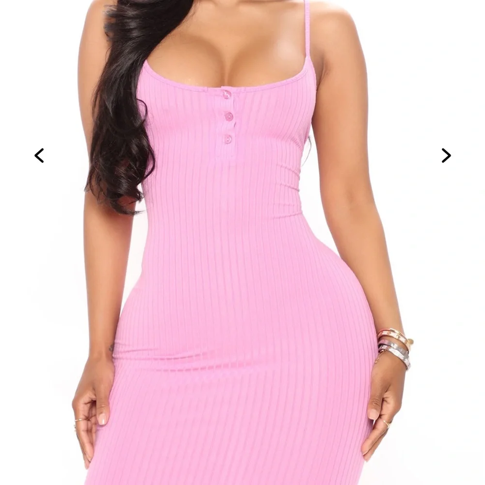 Pink Ribbed Bodycon Dress - Picture 1 of 7